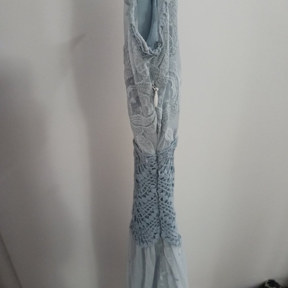 NWT Sundance Dusty Blue Lace Overlay Dress Sz 10 Love Always - Picture 6 of 13
